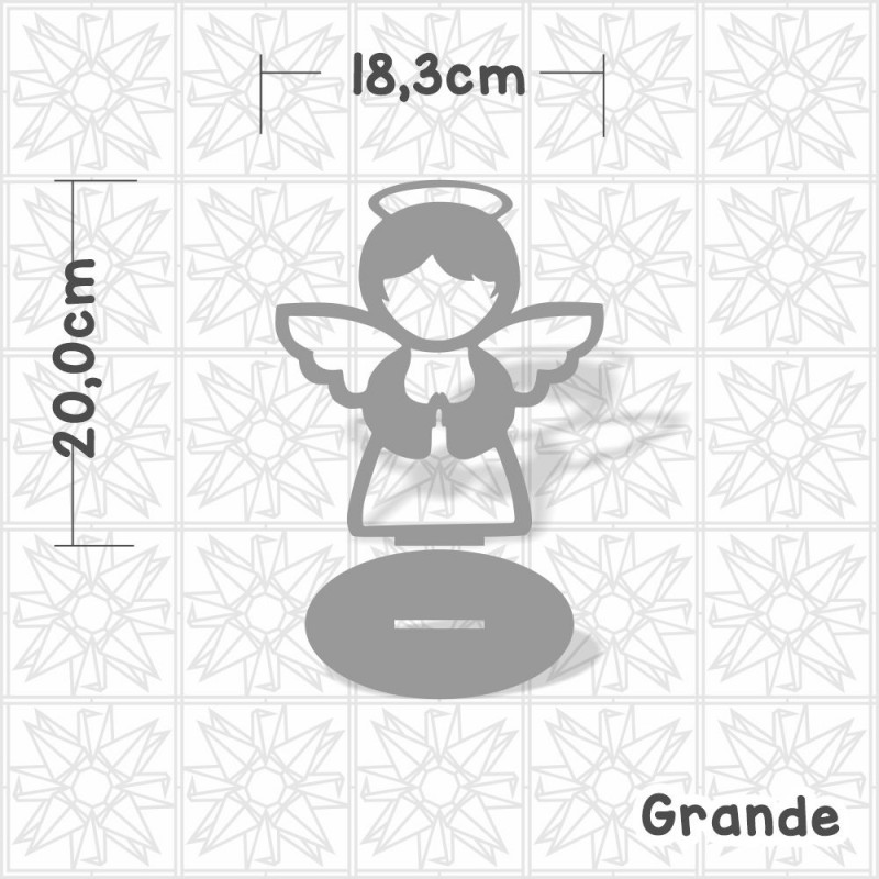 anjo em mdf cru com base para artesanato e lettering