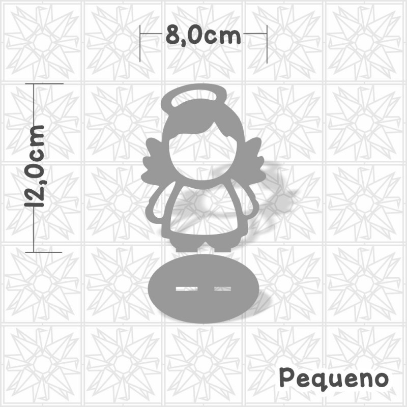 anjo em mdf cru com base para artesanato e lettering