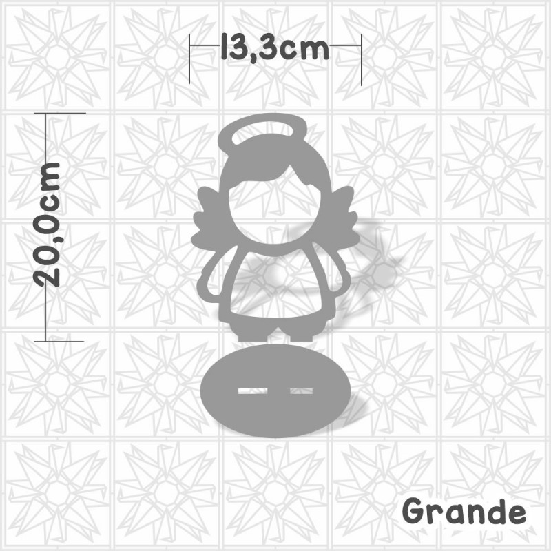 anjo em mdf cru com base para artesanato e lettering