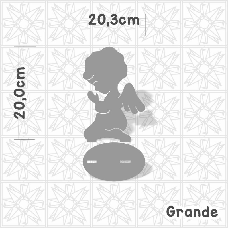 anjo orando em mdf cru com base para artesanato e lettering