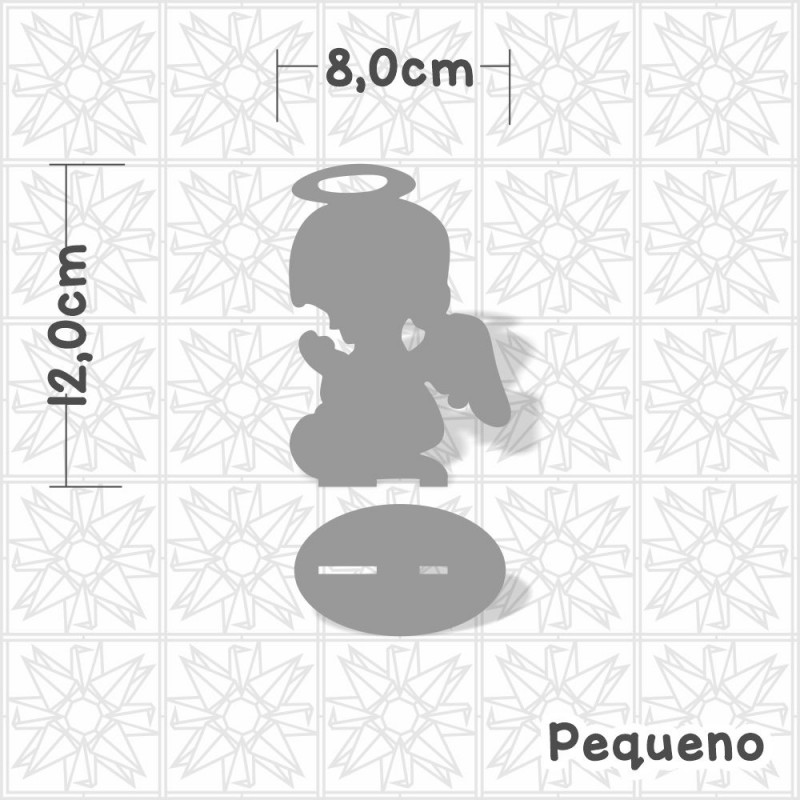 anjo orando em mdf cru com base para artesanato e lettering