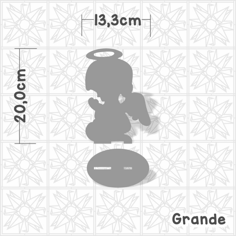 anjo orando em mdf cru com base para artesanato e lettering