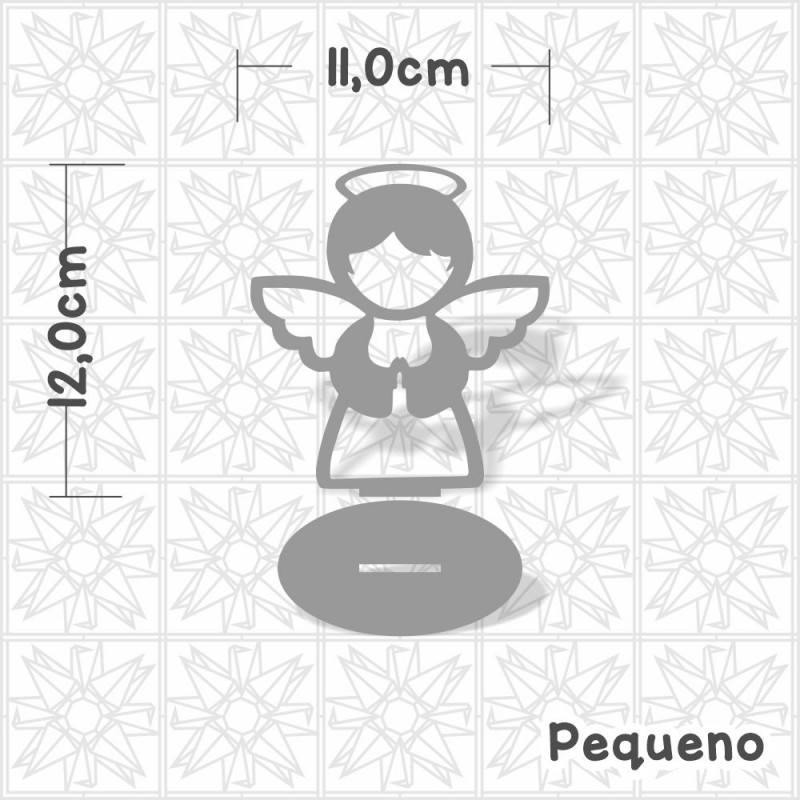 anjo orando em mdf cru com base para artesanato e lettering