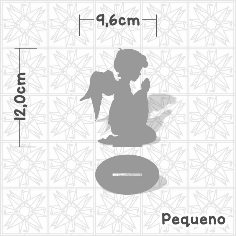 anjo orando em mdf cru com base para artesanato e lettering