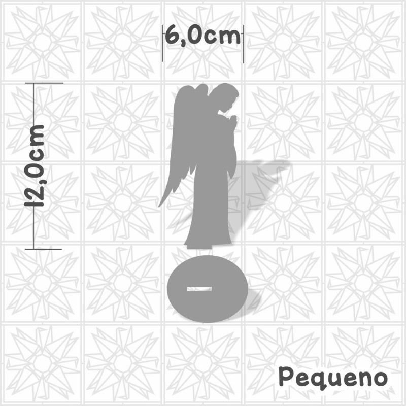 anjo orando em mdf cru com base para artesanato e lettering