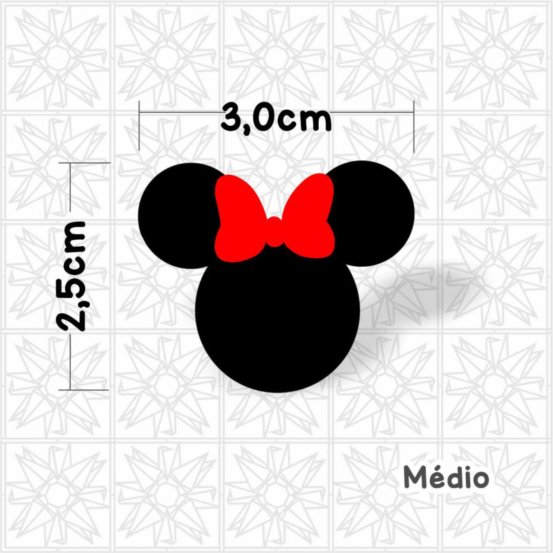 aplique recorte cabeça minnie para laço ou decoração de festa temática em acrilico colorido