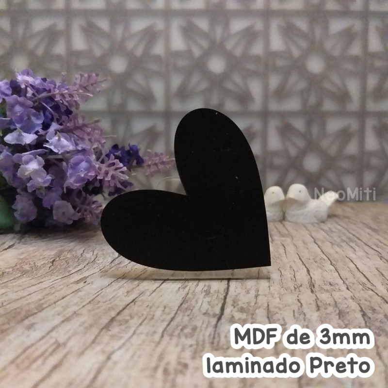 aplique recorte de coração em mdf de 3mm preto rustico para artesanato casamento convite lettering caligrafia