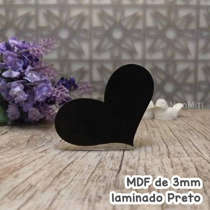 aplique recorte de coração em mdf de 3mm preto rustico para artesanato casamento convite lettering caligrafia