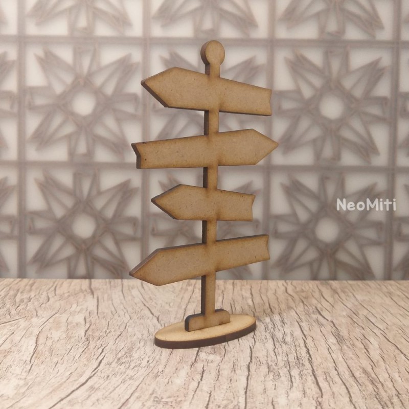 Display de placas indicavas com base em mdf de 3mm cru, rustico para artesanato