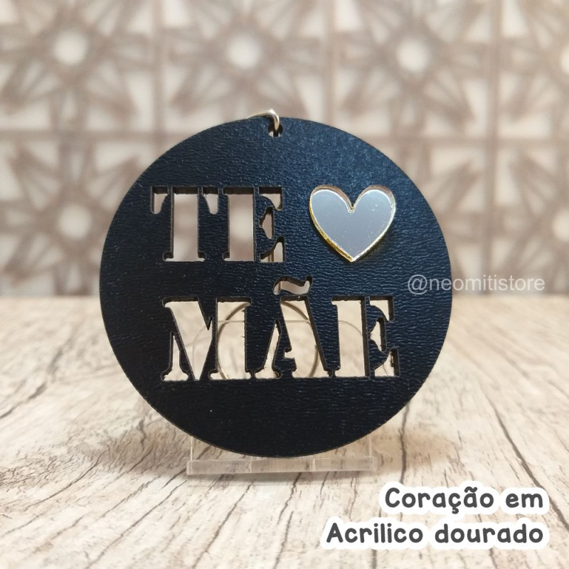 lembrancinha chaveiro dia das mães te amo com acrílico colorido preto elegante