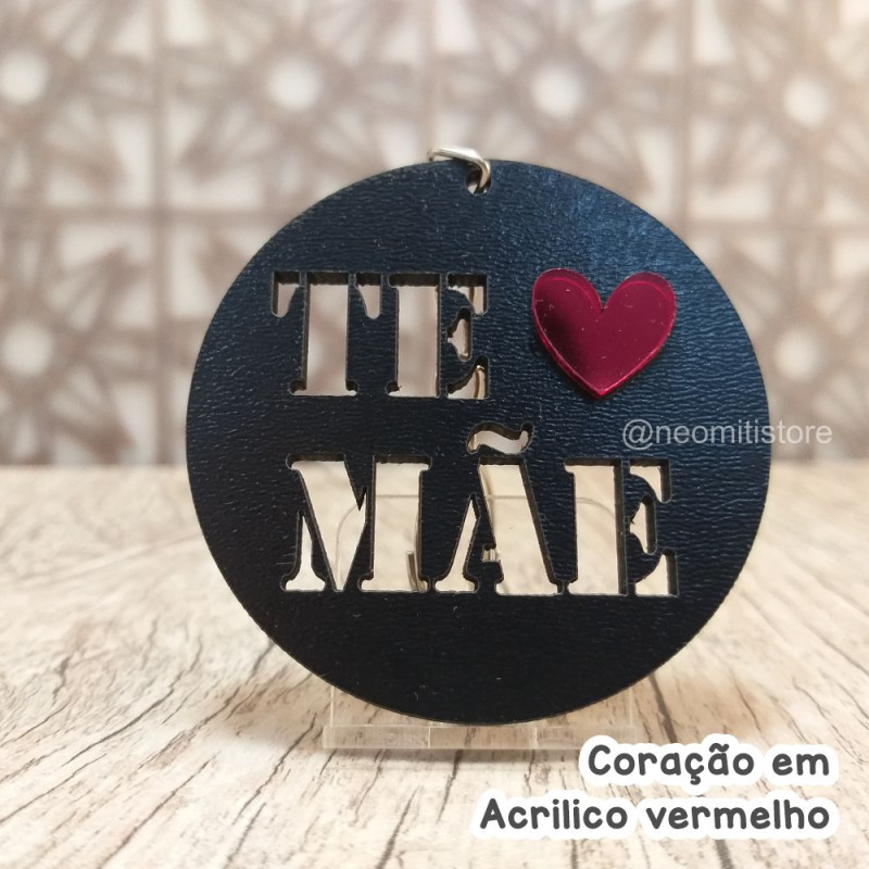 lembrancinha chaveiro dia das mães te amo com acrílico colorido preto elegante