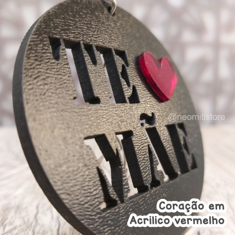 lembrancinha chaveiro dia das mães te amo com acrílico colorido preto elegante