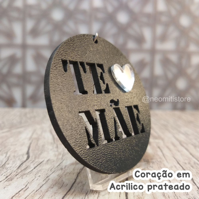 lembrancinha chaveiro dia das mães te amo com acrílico colorido preto elegante