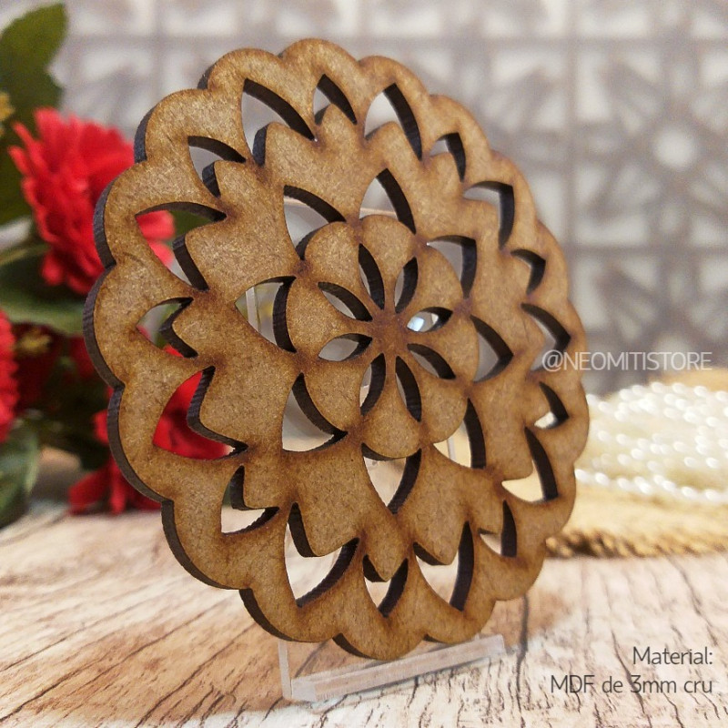 Mandala abstrata floral mdf cru rustico decoração zen artesanato design interiores