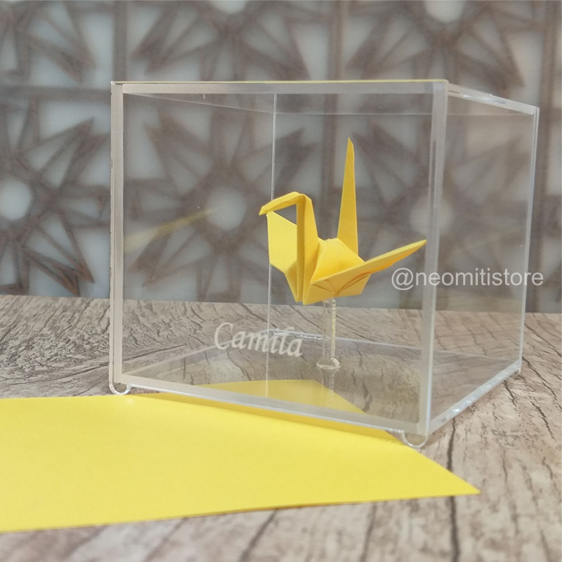 origami tsuru grou dobradura japonesa cultura milenar boa sorte prosperidade longevidade lembrancinha presente em acrilico 