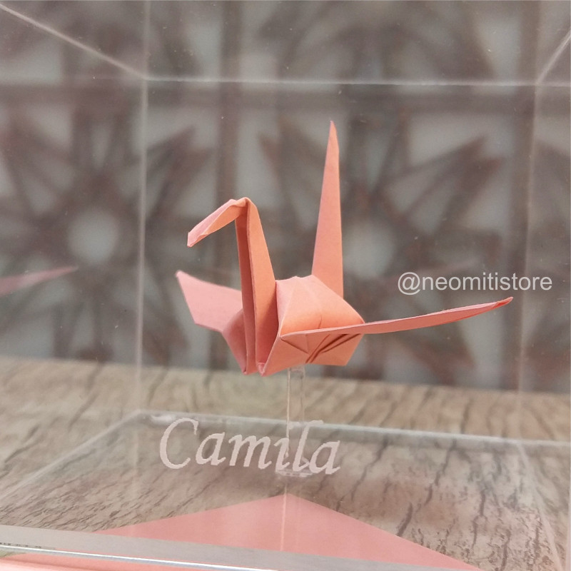 origami tsuru grou dobradura japonesa cultura milenar boa sorte prosperidade longevidade lembrancinha presente em acrilico 