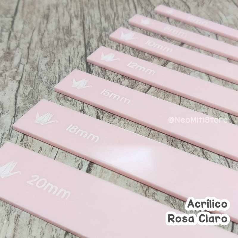 régua para cartonagem encadernação, gabarito, em acrílico colorido cute, kawaii 