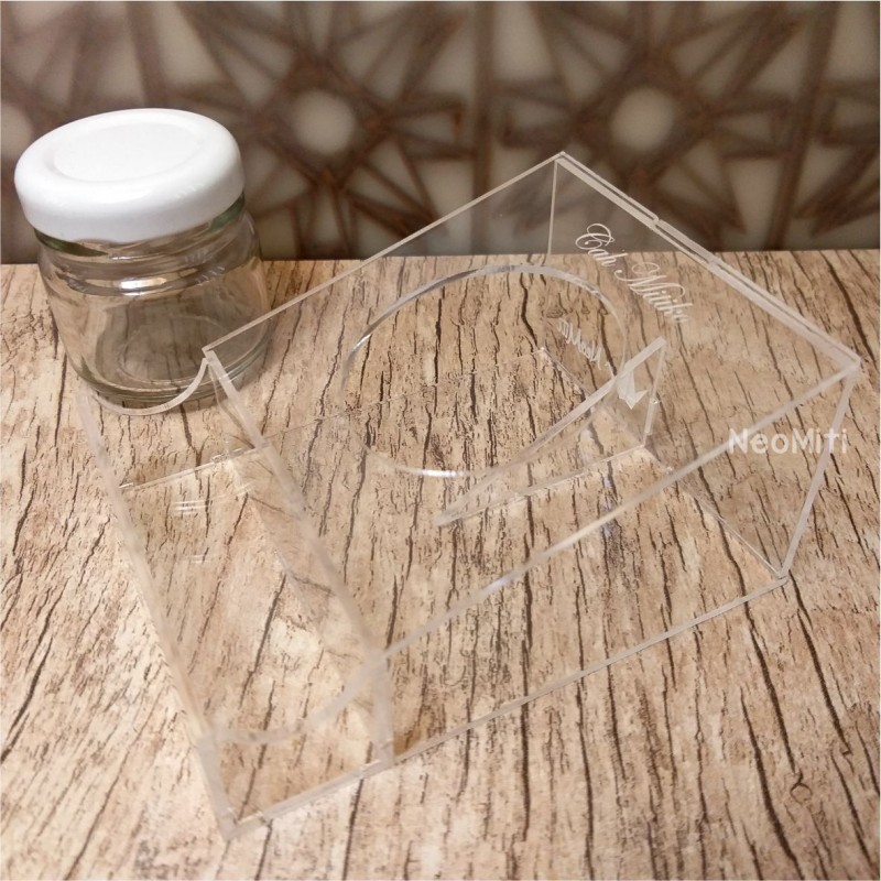 suporte tinta em mdf preto com potinho de vidro para caligrafia guache cabo obliquo