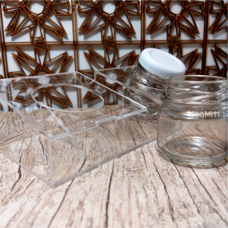 suporte tinta em mdf preto com potinho de vidro para caligrafia guache cabo obliquo