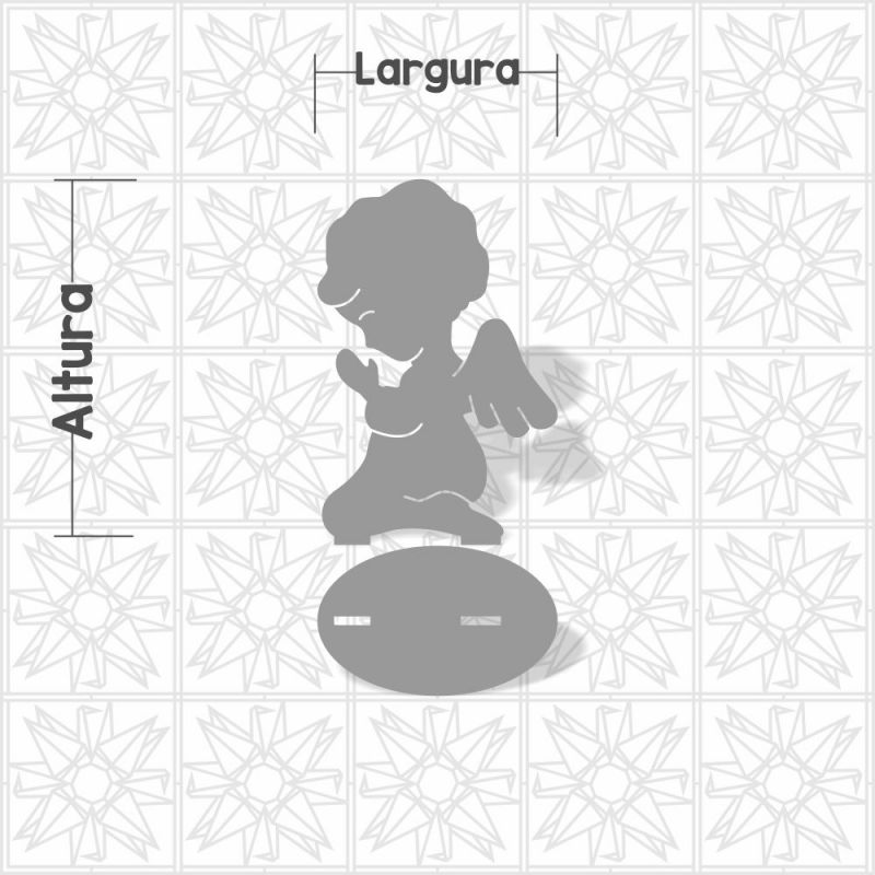 Anjo orando com base em MDF de 3mm cru