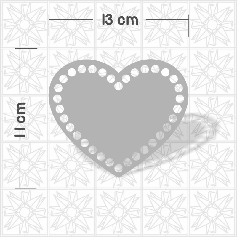Base de Crochê coração 11 cm x 13 cm