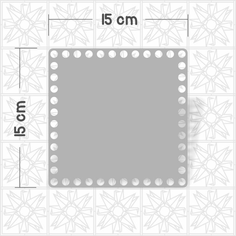 Base de Crochê quadrada 15 cm x 15 cm