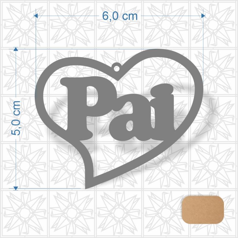 Chaveiro Dia dos Pais Coração em MDF 3 mm cru