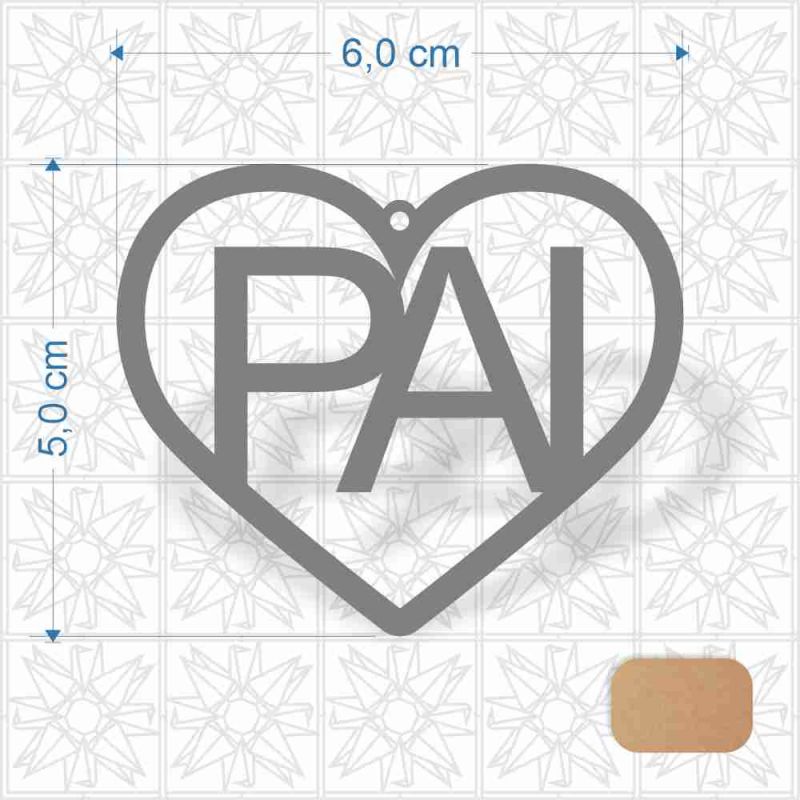 Chaveiro Dia dos Pais Coração em MDF 3 mm cru