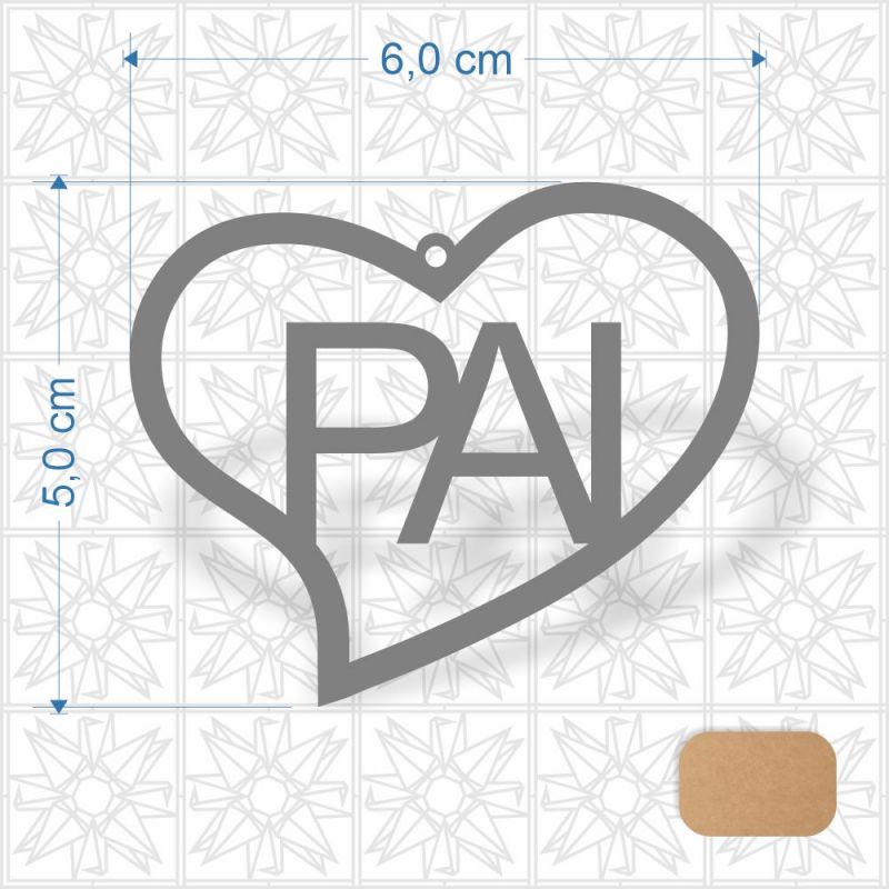 Chaveiro Dia dos Pais Coração em MDF 3 mm cru
