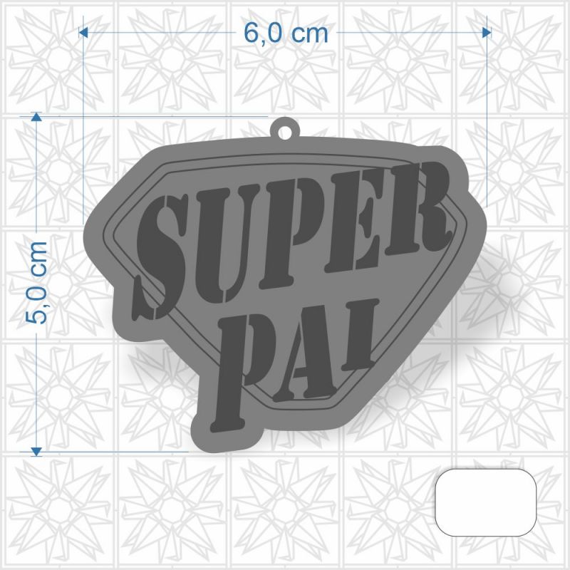 Chaveiro Dia dos Pais Super Pai em MDF 3 mm c/ uma face branca
