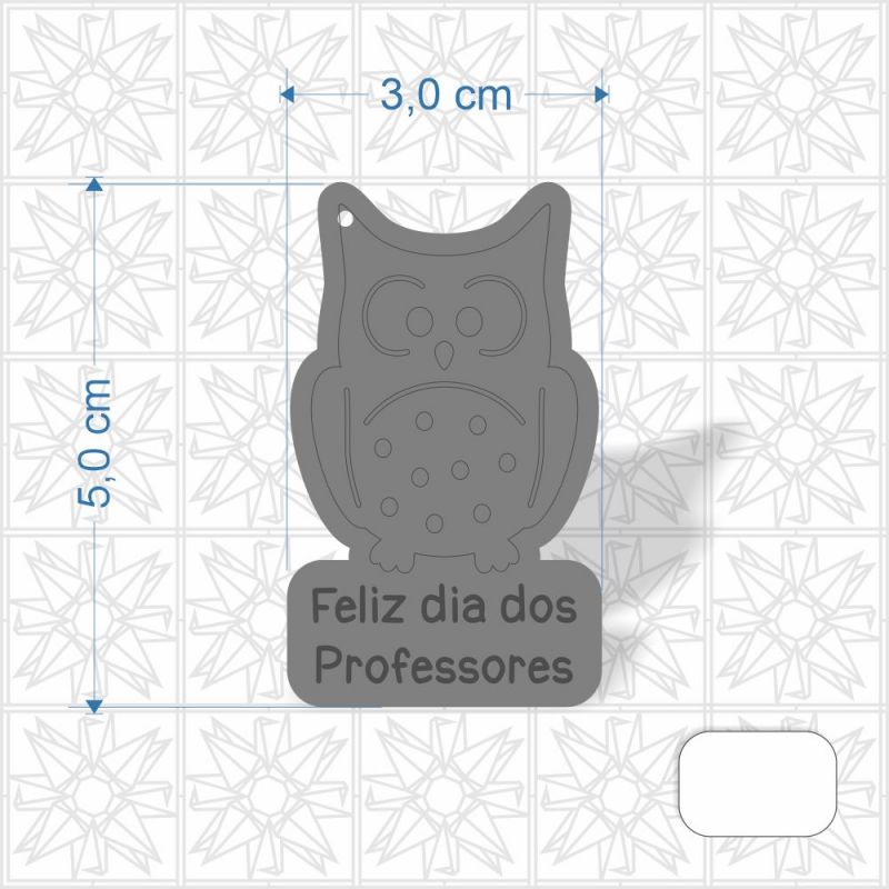 Chaveiro Dia dos Professores Coruja em MDF 3 mm c/ uma face branca