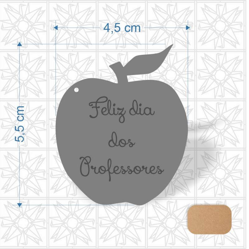 Chaveiro Dia dos Professores Maçã em MDF 3 mm cru