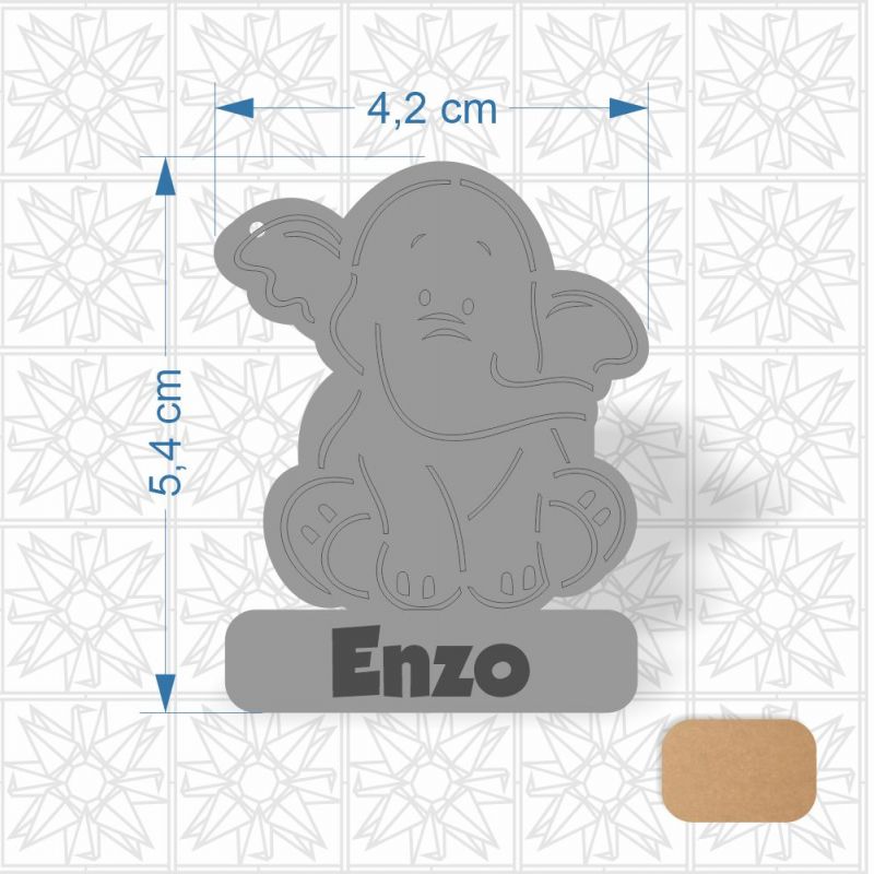 Chaveiro Elefante em MDF de 3mm cru