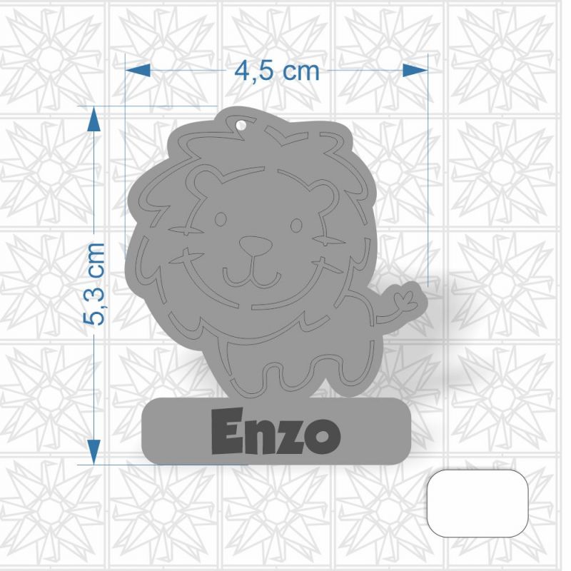 Chaveiro Leão em MDF de 3mm c/ uma face branca