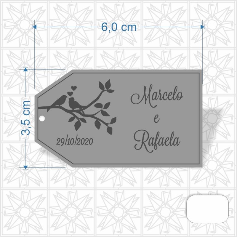 Chaveiro LoveBirds em MDF de 3mm 1 face branca 