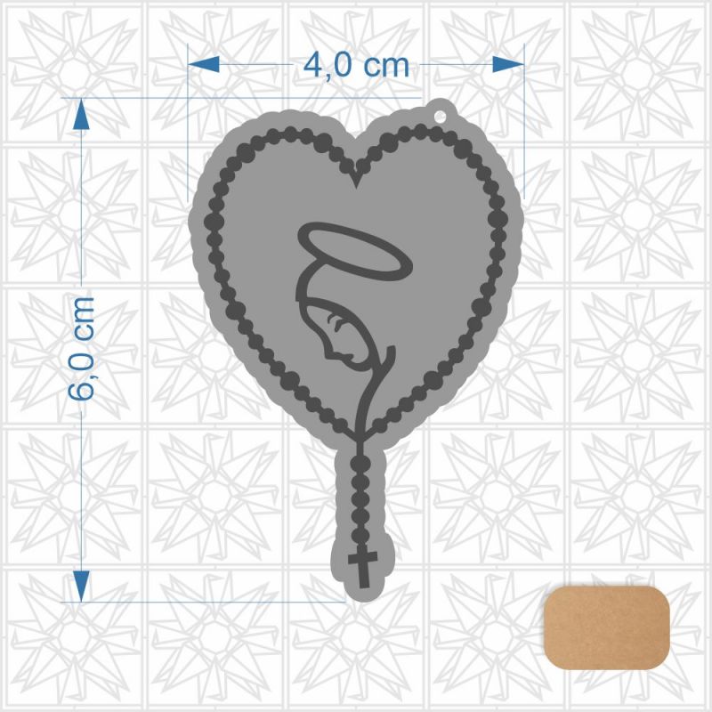 Chaveiro Nossa Senhora Coração em MDF 3 mm cru