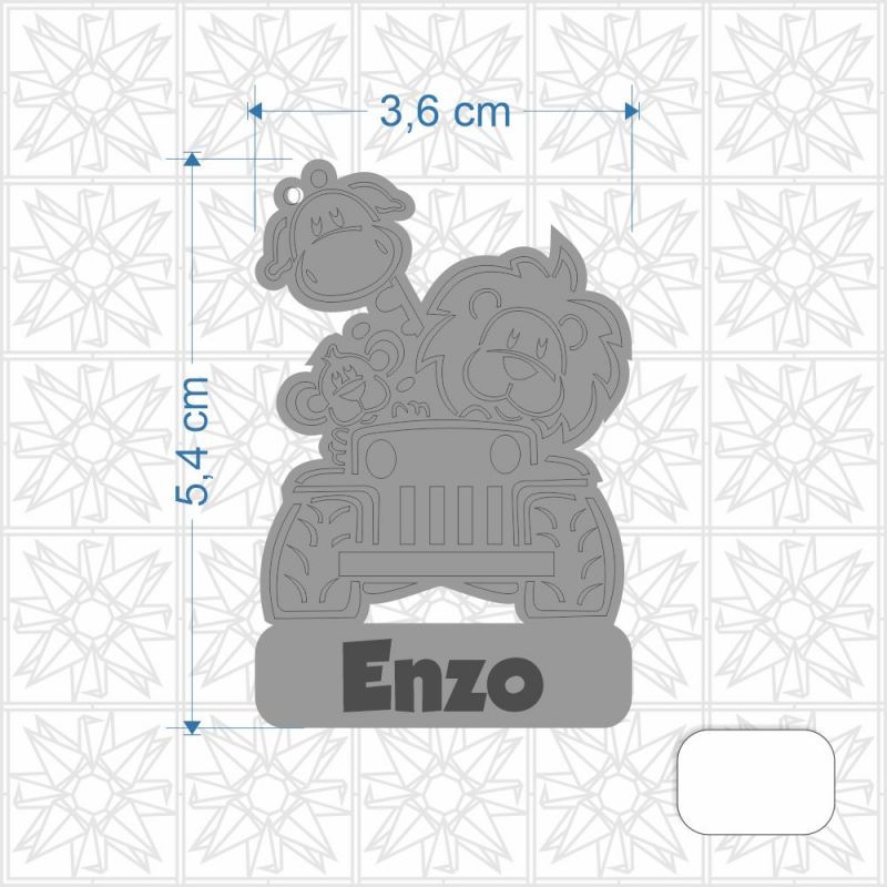 Chaveiro Safari em MDF de 3mm c/ uma face branca