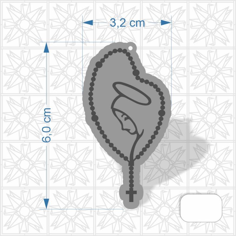 Chaveiro Terço Maria em MDF 3 mm c/ face branca