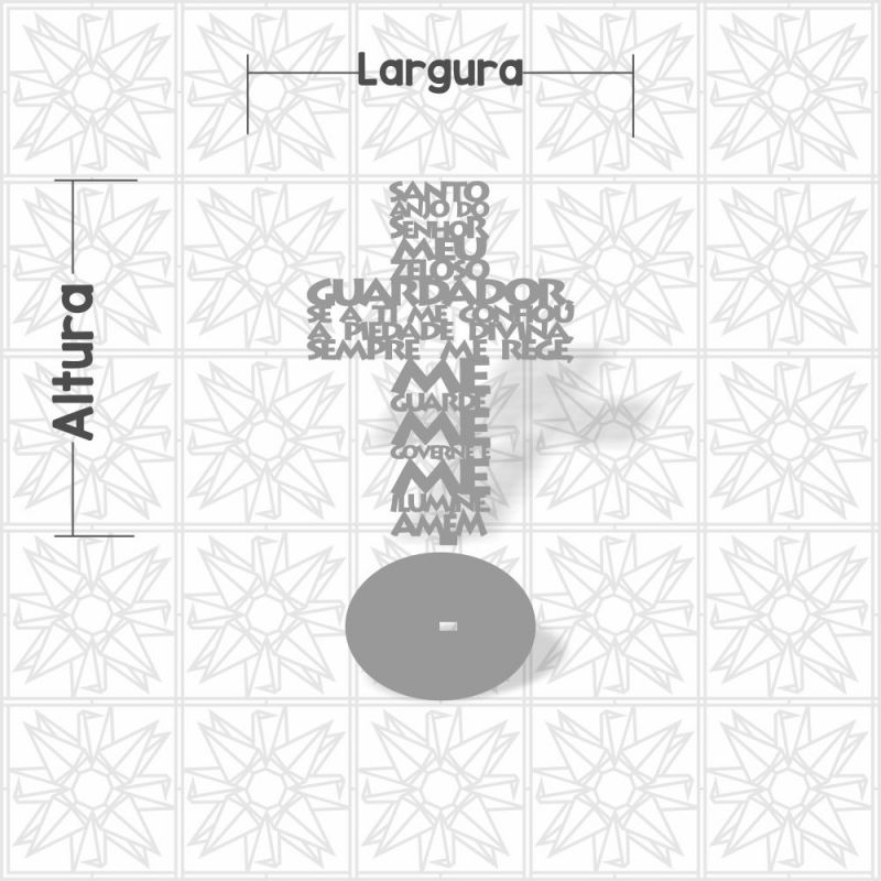 Oração do Santo Anjo na Cruz com base em MDF de 3mm cru