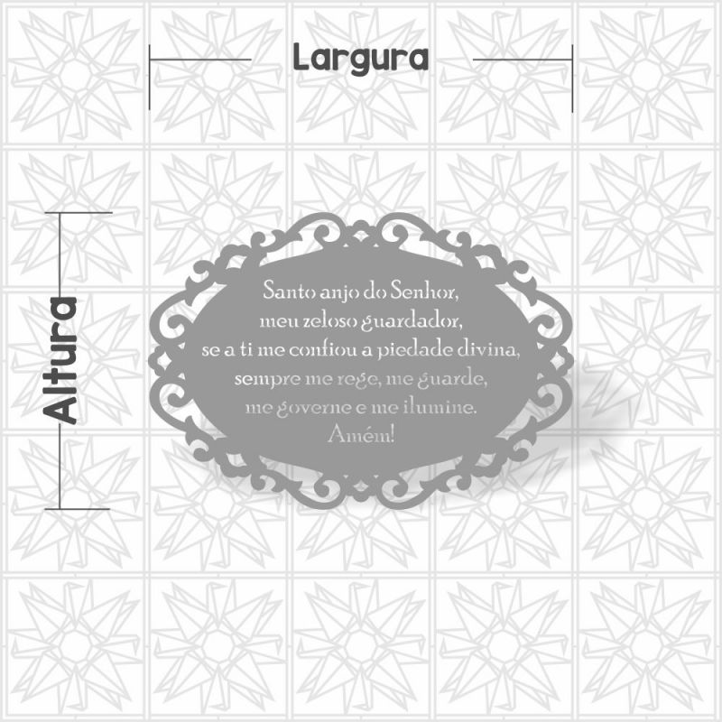 Oração do Santo Anjo na Horizontal - Placa com arabesco