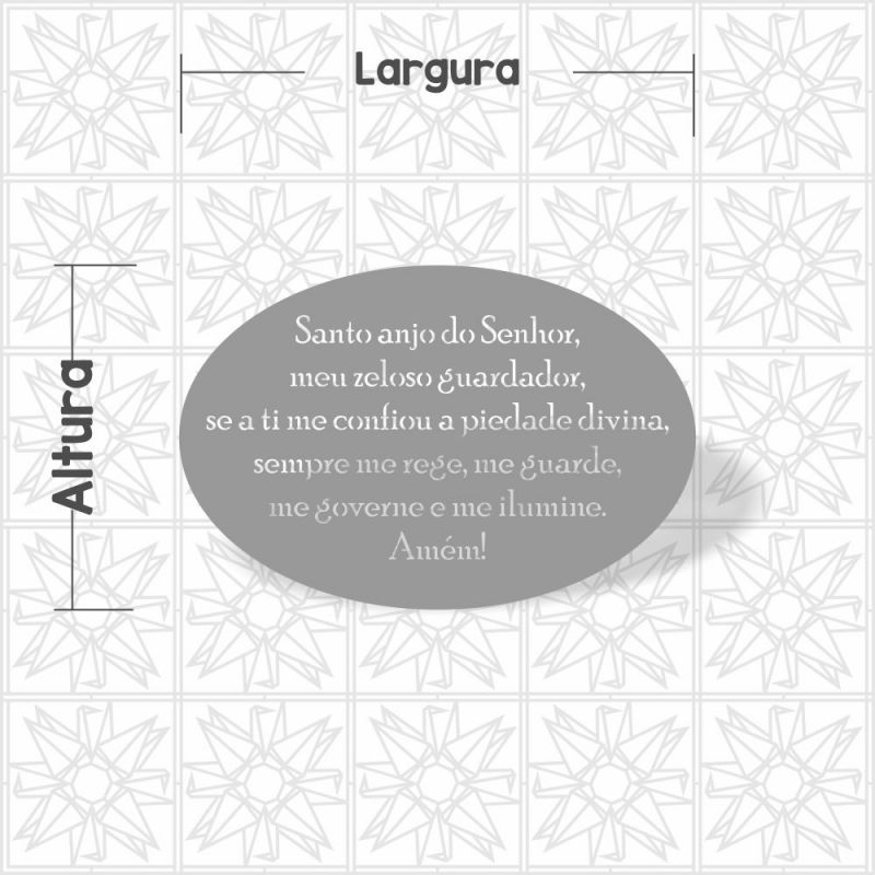 Oração do Santo Anjo na Horizontal - Placa oval lisa