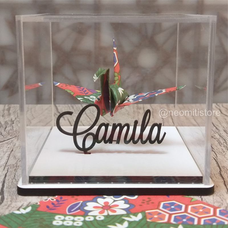 Origami tsuru - Vermelho estampado