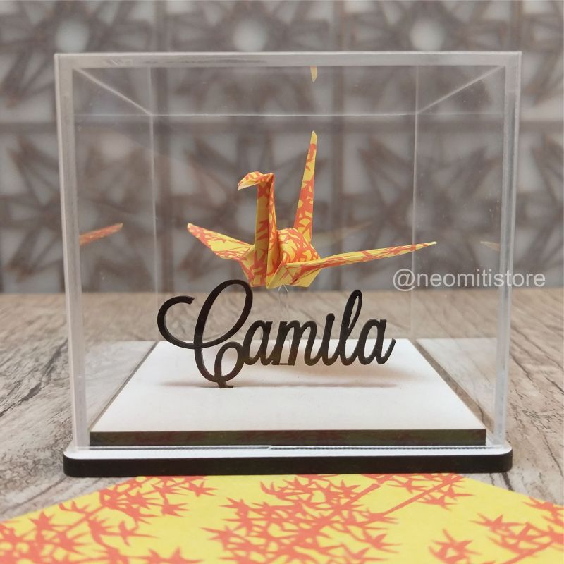 origami Tsuru - amarelo e laranja