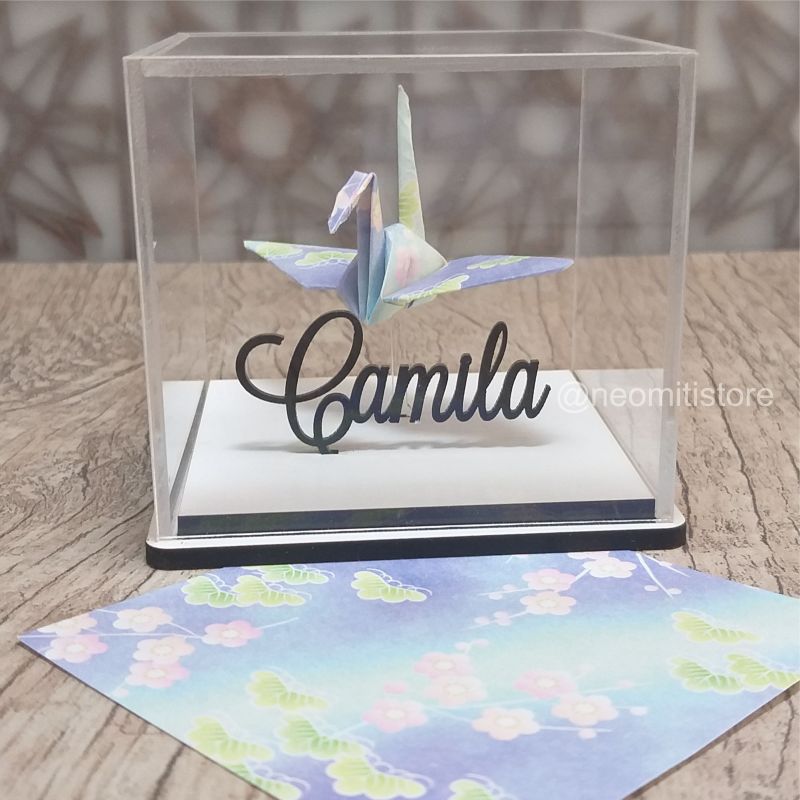 Origami Tsuru - Azul e lilás