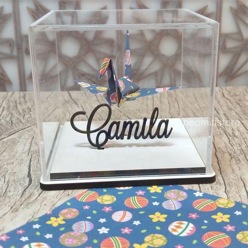 Origami Tsuru - Azul estampado