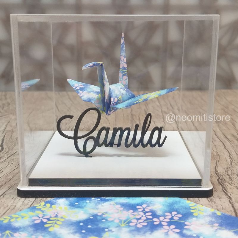 Origami Tsuru - Azul floral