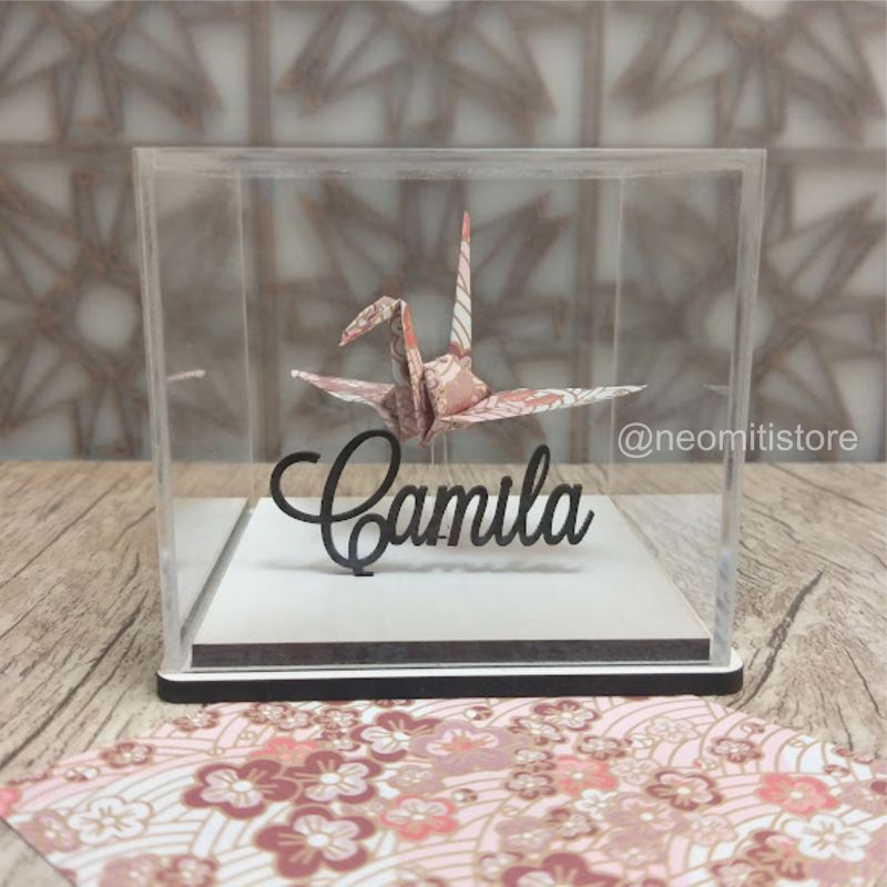 origami Tsuru - Floral rosa