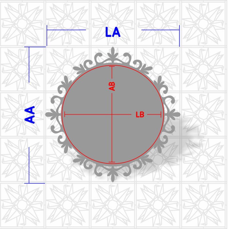 Placa decorativa circular com arabesco