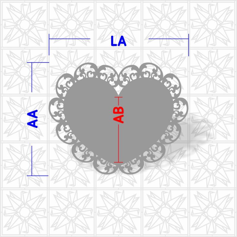 Placa decorativa coração com arabesco