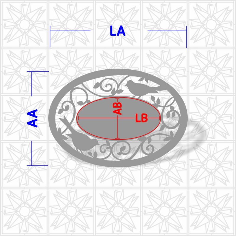 Placa decorativa oval com arabesco